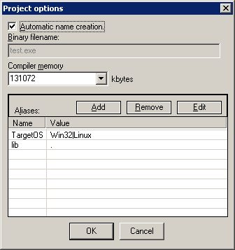 Project based aliases can be edited in the project options dialog.